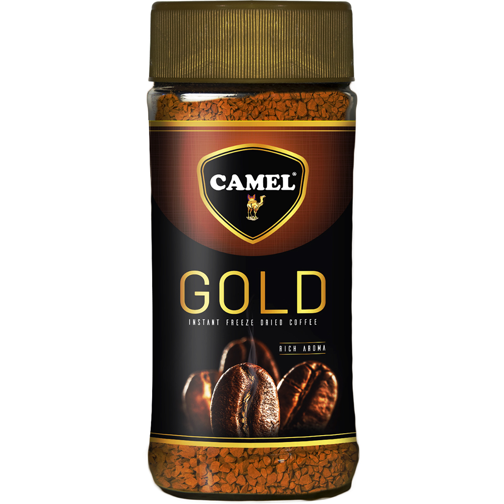 Camel Gold Coffee Glass Jar 100g Square